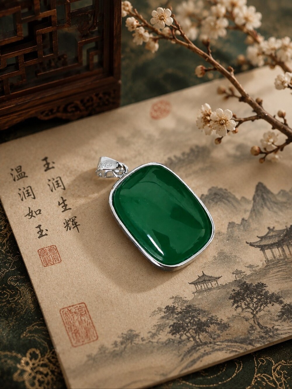 Jadeite Dragon Pendant – 18KGP